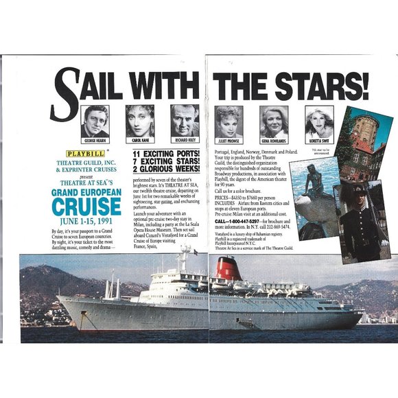 Sail with Stars Playbill Cruise AD Hearn Kane 1990s Vintage Print 2 PAGE 11 in - Picture 1 of 2